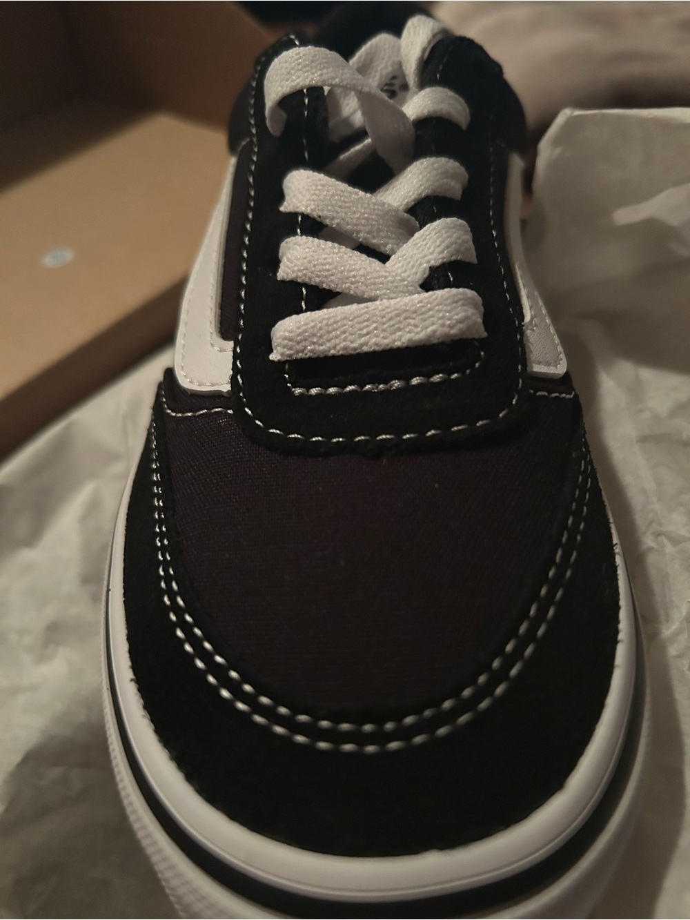 Vans Kids Black and White Lace-Up Skate Sneakers